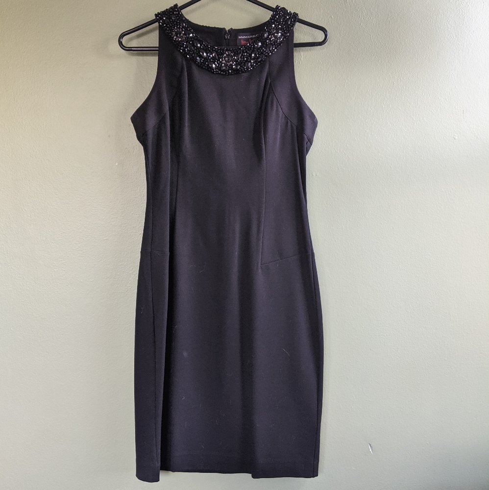 BR black dress with jeweled neckline